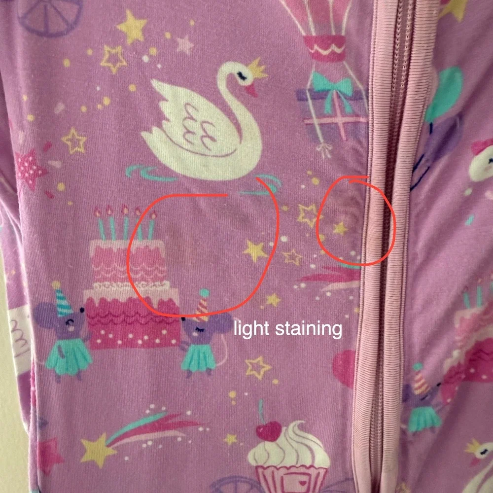 Little Sleepies 2T Purple Unicorn Swan Rainbow Lunaluxe Bamboo Zippy Sleeper
